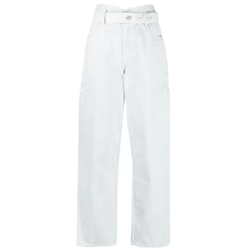 IRO Jinn Light Blue Straight Leg Belted High Rise Jeans NWT #77 Size 32 0